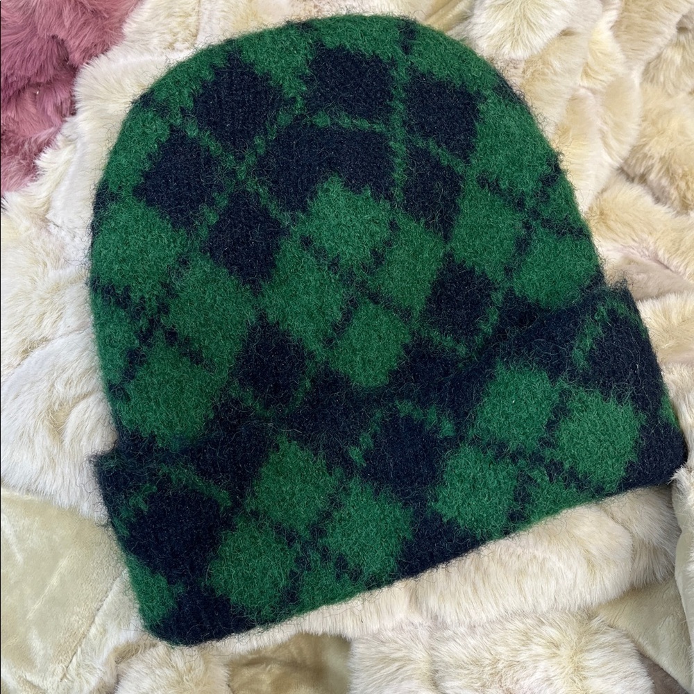 Anthropologie Green and Black Checkered Women's Hat - Picture 2 of 2